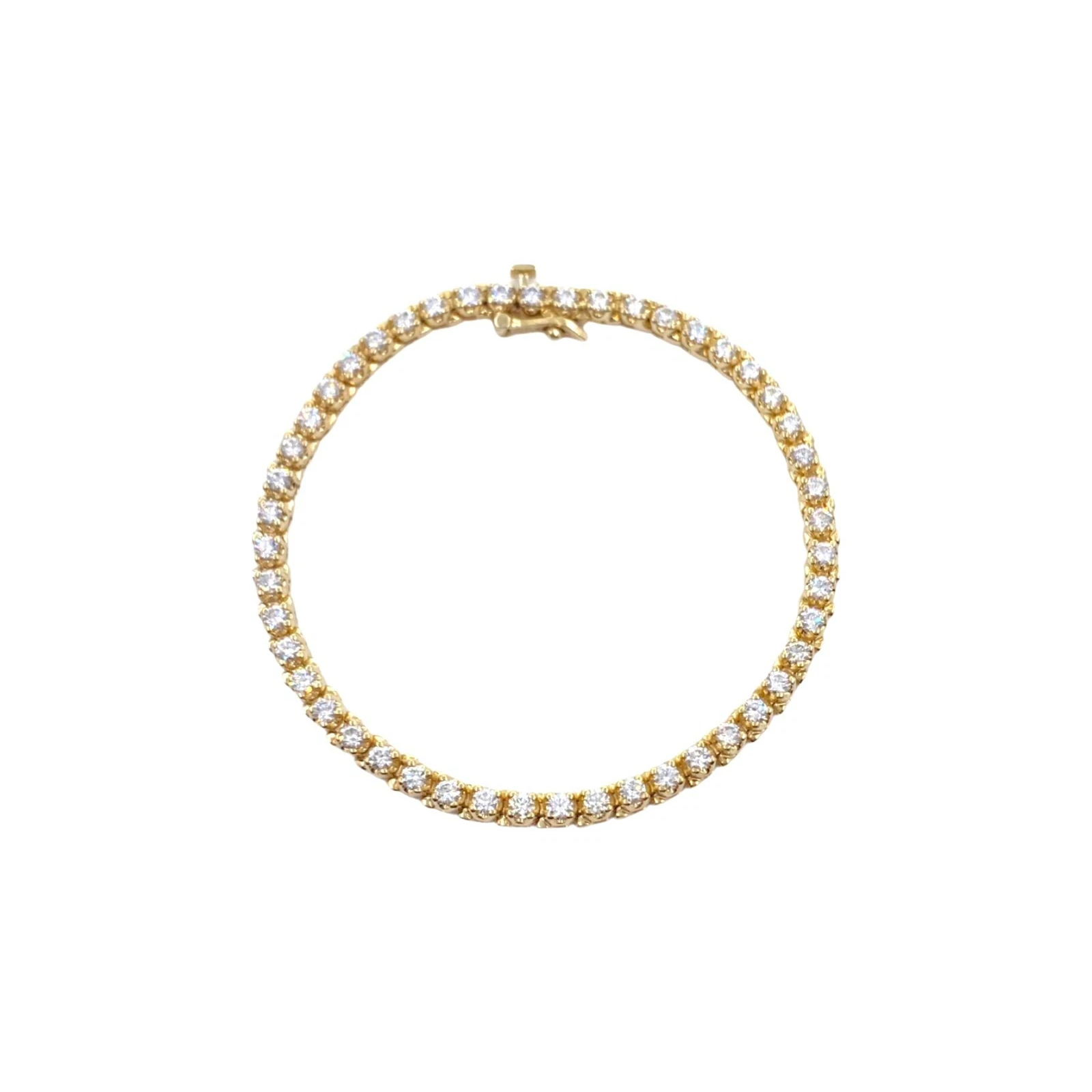 Women Round Lab Grown Diamond Tennis Bracelet Solid Yellow Gold Jewelry 5 Ct