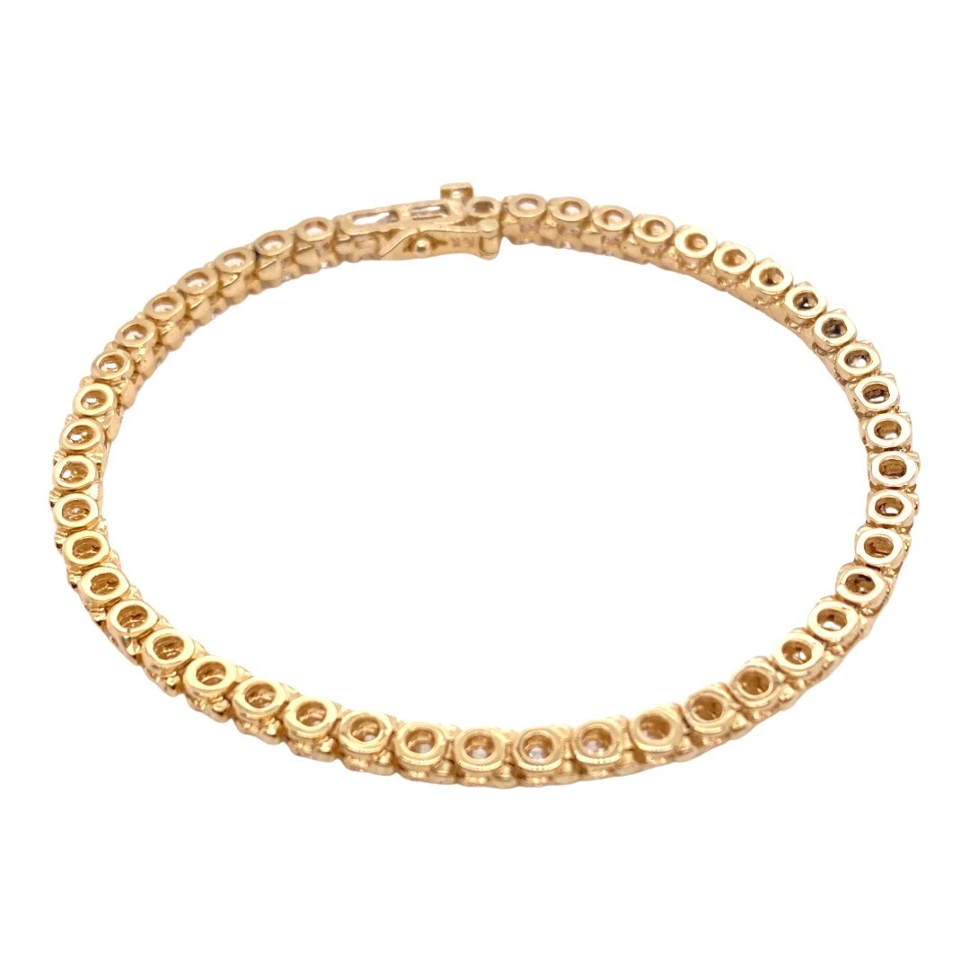 Women Round Lab Grown Diamond Tennis Bracelet Solid Yellow Gold Jewelry 5 Ct