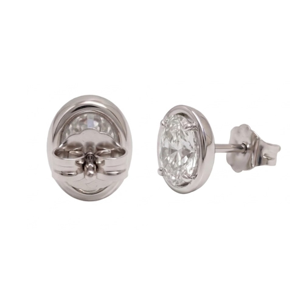 Women Stud Oval Cut Lab Grown Diamonds Earring 1 Carat White Gold 14K