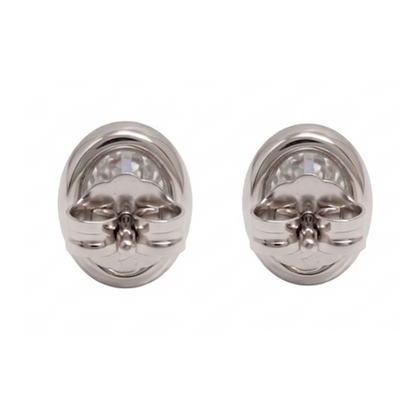 Women Stud Oval Cut Lab Grown Diamonds Earring 1 Carat White Gold 14K