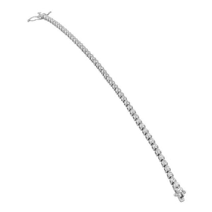 Women Tennis Bracelet 3.50 Carats Small Lab Grown Diamonds White Gold 14K New