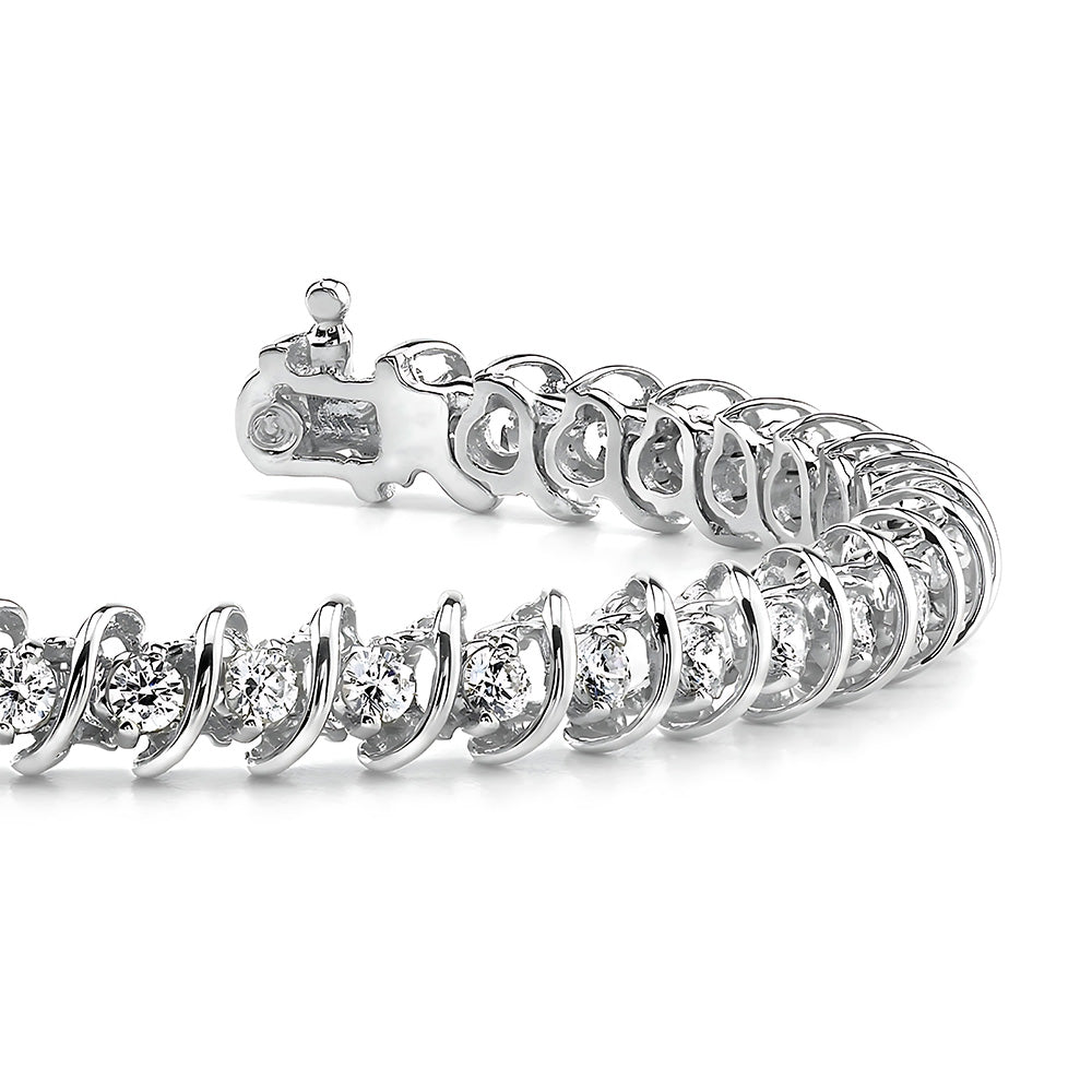 Women Tennis Bracelet 7.60 Carats Round Cut Lab Grown Diamonds White Gold