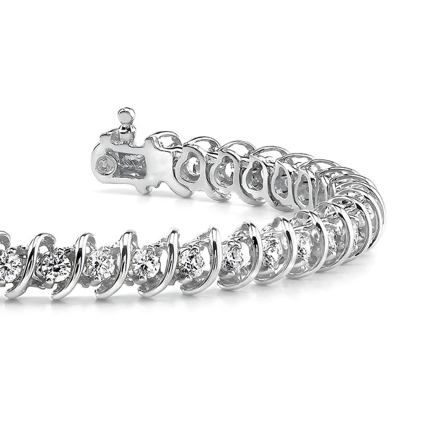Women Tennis Bracelet 7.60 Carats Round Cut Lab Grown Diamonds White Gold