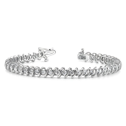 Women Tennis Bracelet 7.60 Carats Round Cut Lab Grown Diamonds White Gold
