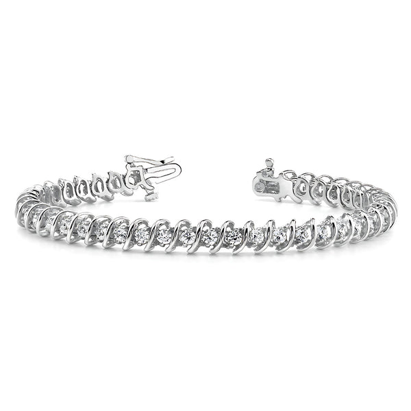 Women Tennis Bracelet 7.60 Carats Round Cut Lab Grown Diamonds White Gold