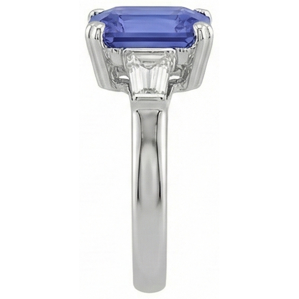 Women's Anniversary Ring 3 Carats Baguette Natural Earth Mined Diamonds Ceylon Sapphire