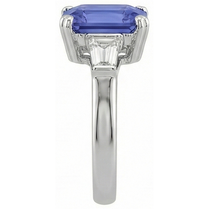 Women's Anniversary Ring 3 Carats Baguette Natural Earth Mined Diamonds Ceylon Sapphire