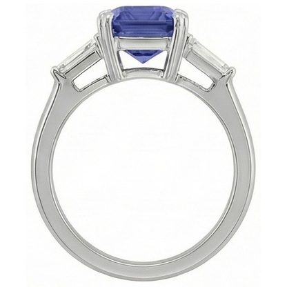 Women's Anniversary Ring 3 Carats Baguette Natural Earth Mined Diamonds Ceylon Sapphire