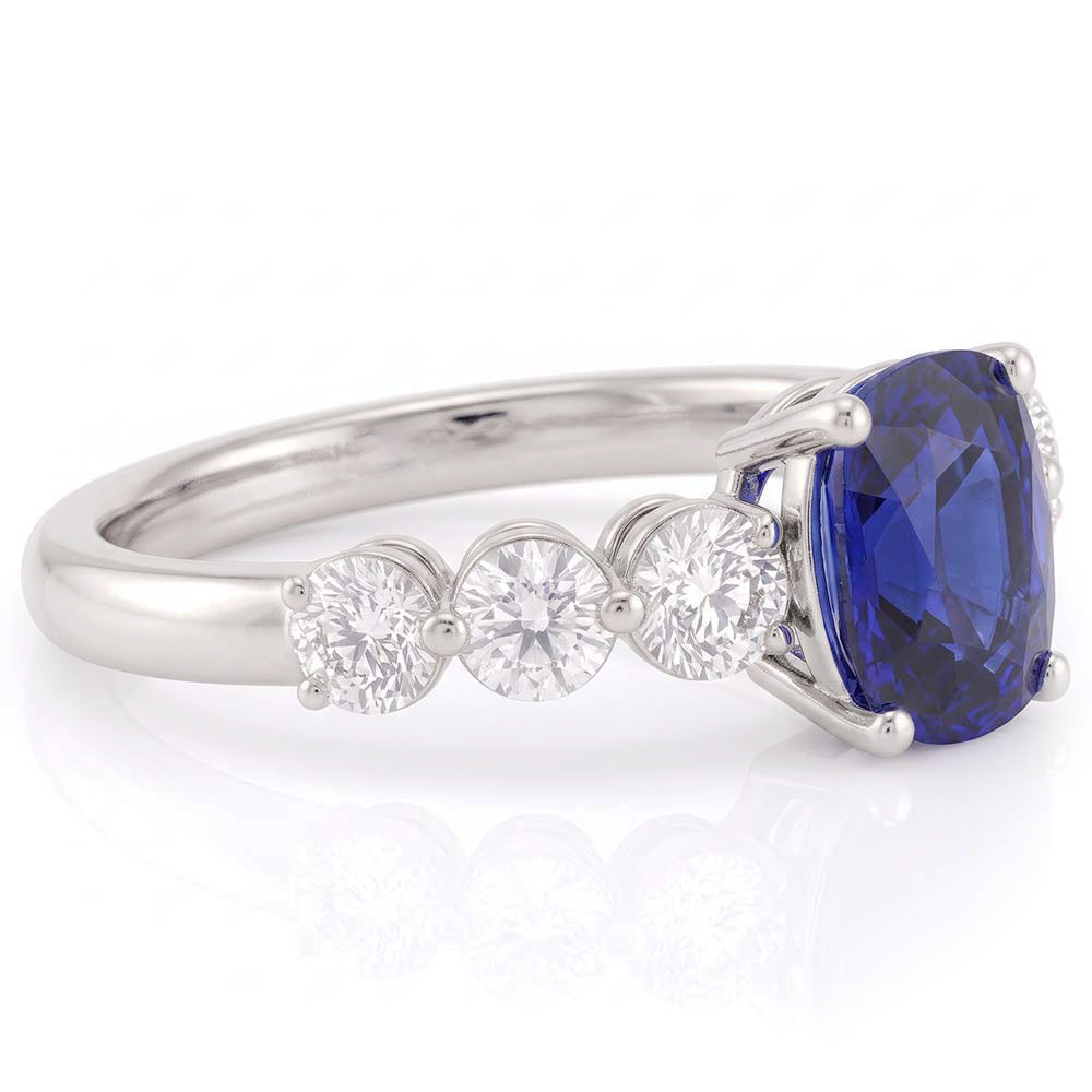 Women's Anniversary Ring Round Natural Earth Mined Diamond & Sapphire Gemstone 2.50 Carats