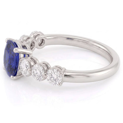 Women's Anniversary Ring Round Natural Earth Mined Diamond & Sapphire Gemstone 2.50 Carats