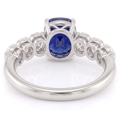 Women's Anniversary Ring Round Natural Earth Mined Diamond & Sapphire Gemstone 2.50 Carats