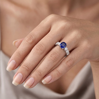 Women's Anniversary Ring Round Natural Earth Mined Diamond & Sapphire Gemstone 2.50 Carats