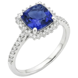 Natural Real ( Not Lab Grown )  Women's Ceylon Sapphire Halo Ring
