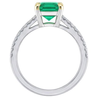 Natural Real ( Not Lab Grown ) Women’s Gemstone Engagement Ring Green Emerald GIA Split Shank