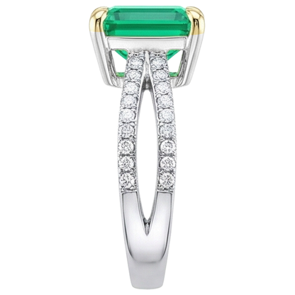 Natural Real ( Not Lab Grown ) Women’s Gemstone Engagement Ring Green Emerald GIA Split Shank