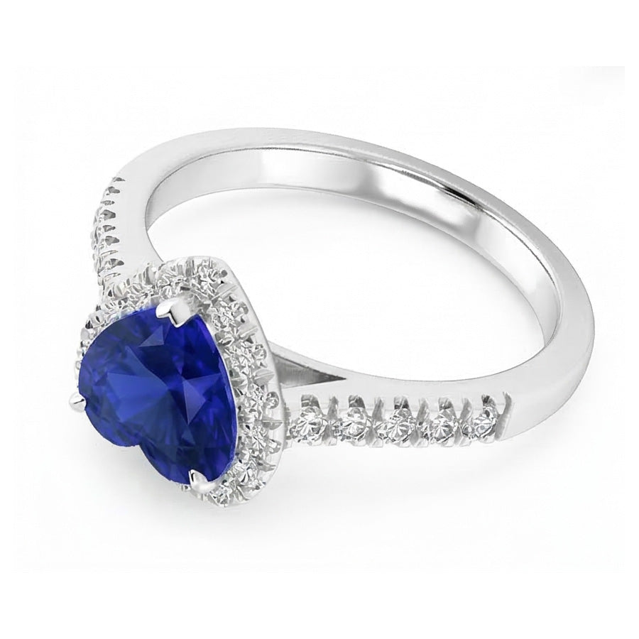 natural round sapphire 3.50ct ring top view