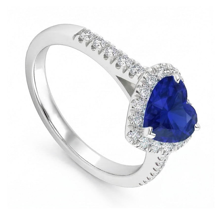 natural round sapphire 3.50ct ring profile view