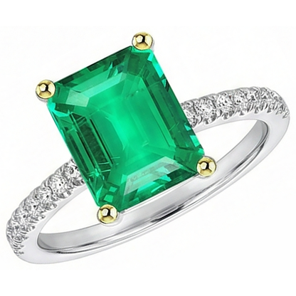 Natural Real ( Not Lab Grown ) Women's Gemstone Jewelry Green Emerald GIA Ring