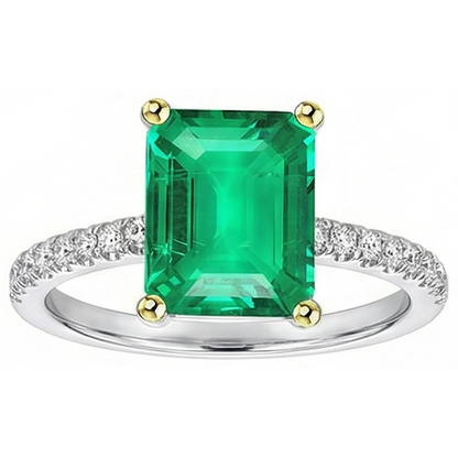 Natural Real ( Not Lab Grown ) Women's Gemstone Jewelry Green Emerald GIA Ring