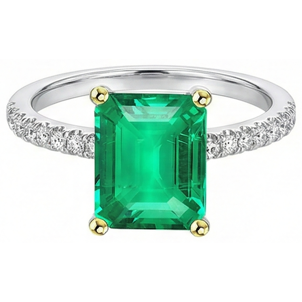 Natural Real ( Not Lab Grown ) Women's Gemstone Jewelry Green Emerald GIA Ring