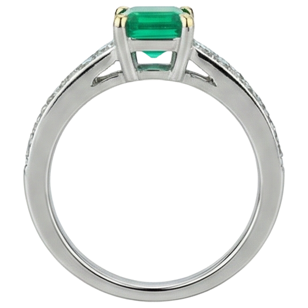 Natural Real ( Not Lab Grown ) Women’s Gemstone Ring Green Emerald GIA Prong Setting