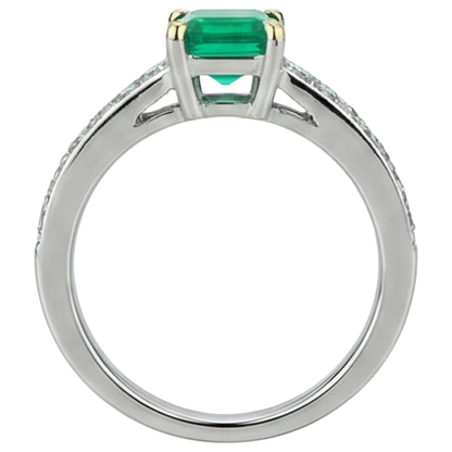 Natural Real ( Not Lab Grown ) Women’s Gemstone Ring Green Emerald GIA Prong Setting