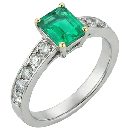 Natural Real ( Not Lab Grown ) Women’s Gemstone Ring Green Emerald GIA Prong Setting