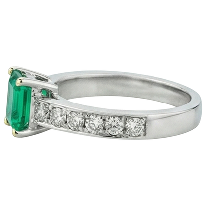 Natural Real ( Not Lab Grown ) Women’s Gemstone Ring Green Emerald GIA Prong Setting