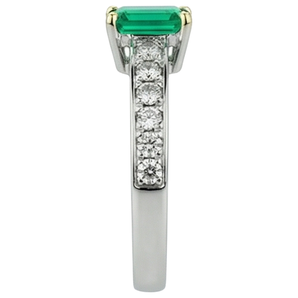 Natural Real ( Not Lab Grown ) Women’s Gemstone Ring Green Emerald GIA Prong Setting
