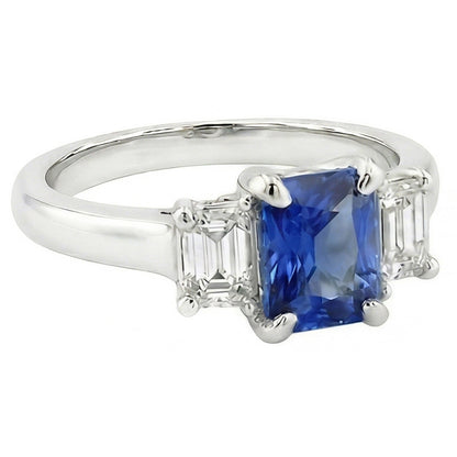 Women's Gold 3 Stone Natural Earth Mined Diamond Sapphire Ring U Prong Set 1.25 Carats