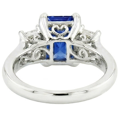 Women's Gold 3 Stone Natural Earth Mined Diamond Sapphire Ring U Prong Set 1.25 Carats