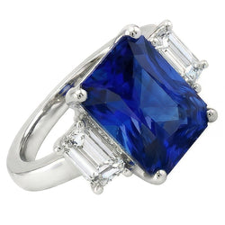 Women's Gold Gemstone Ring Emerald Natural Earth Mined Diamond Ceylon Sapphire 3.50 Carats