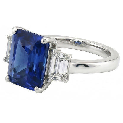 Women's Gold Gemstone Ring Emerald Natural Earth Mined Diamond Ceylon Sapphire 3.50 Carats