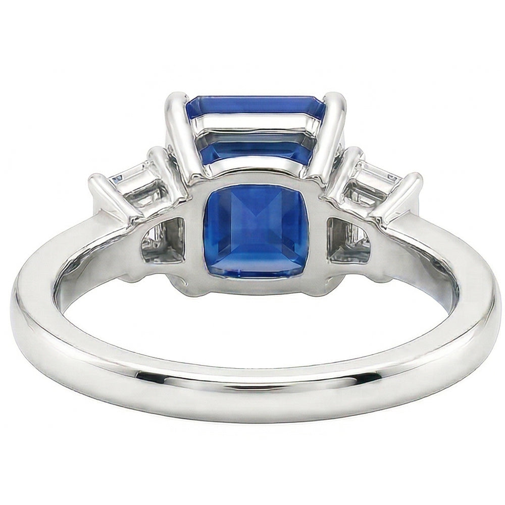 Women's Gold Gemstone Ring Emerald Natural Earth Mined Diamond Ceylon Sapphire 3.50 Carats