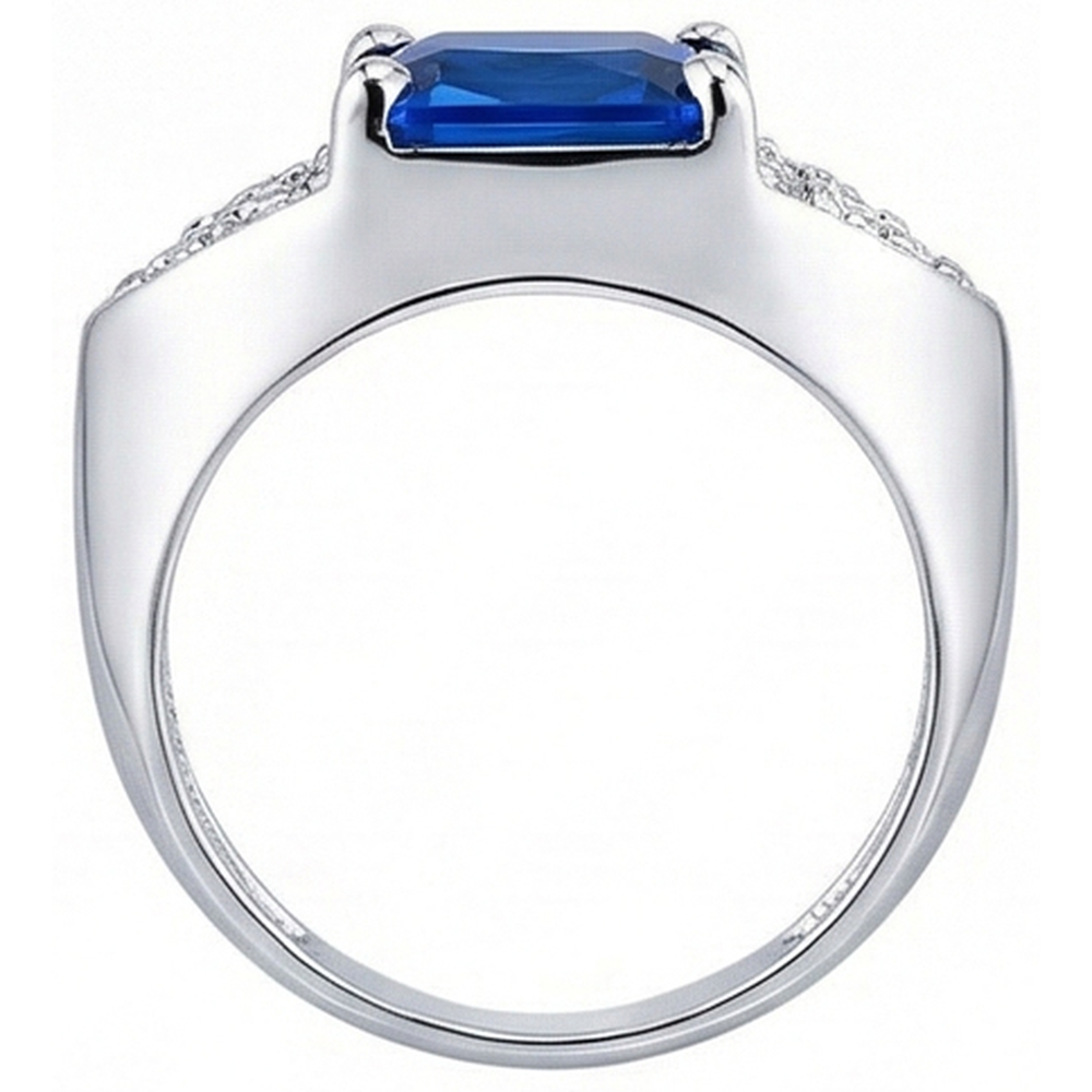 natural round sapphire 3.50ct ring profile view