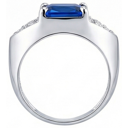 natural round sapphire 3.50ct ring profile view