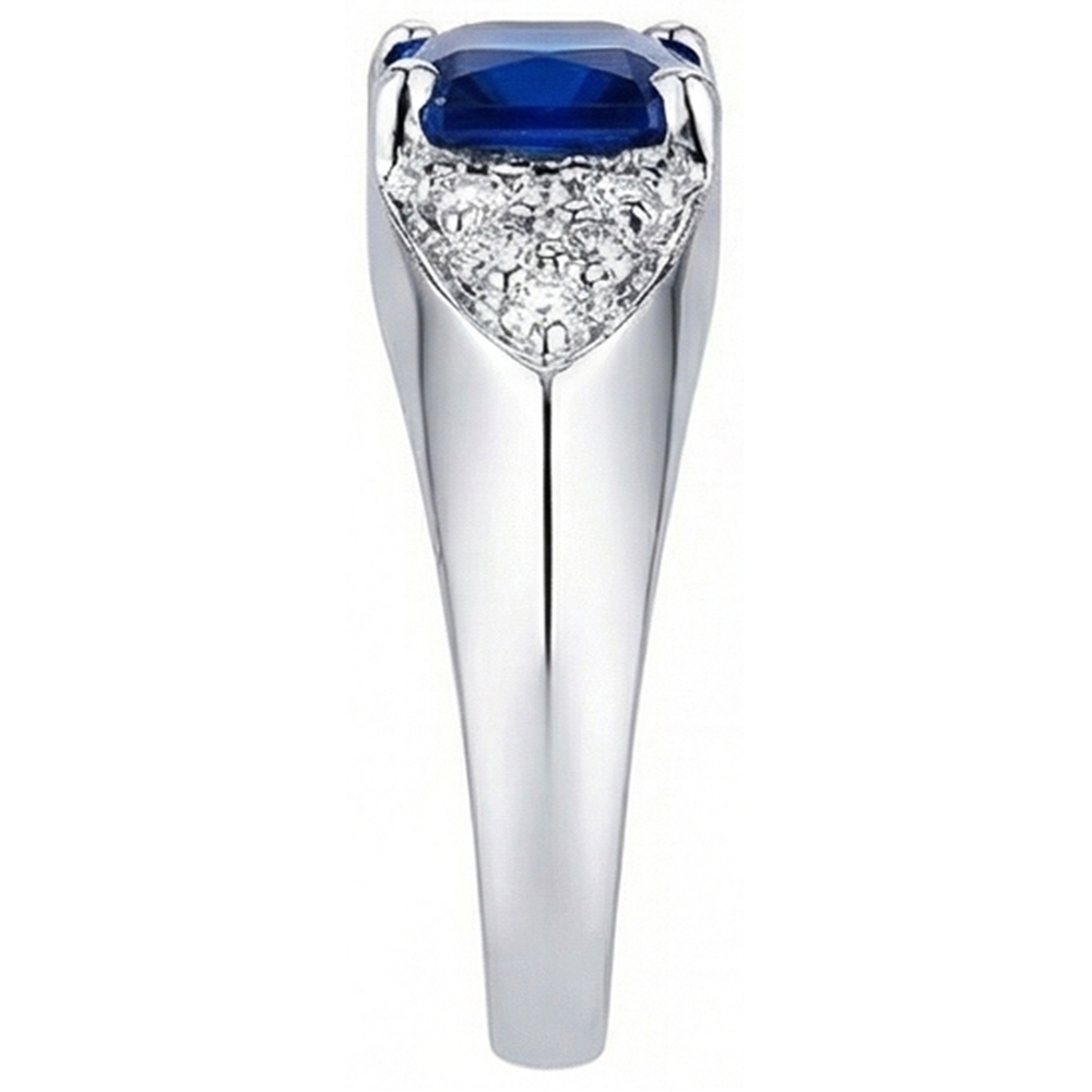 natural round sapphire 3.50ct ring top view