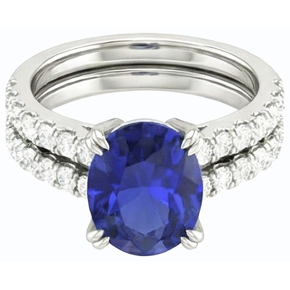 natural round sapphire 4.50ct ring side angle