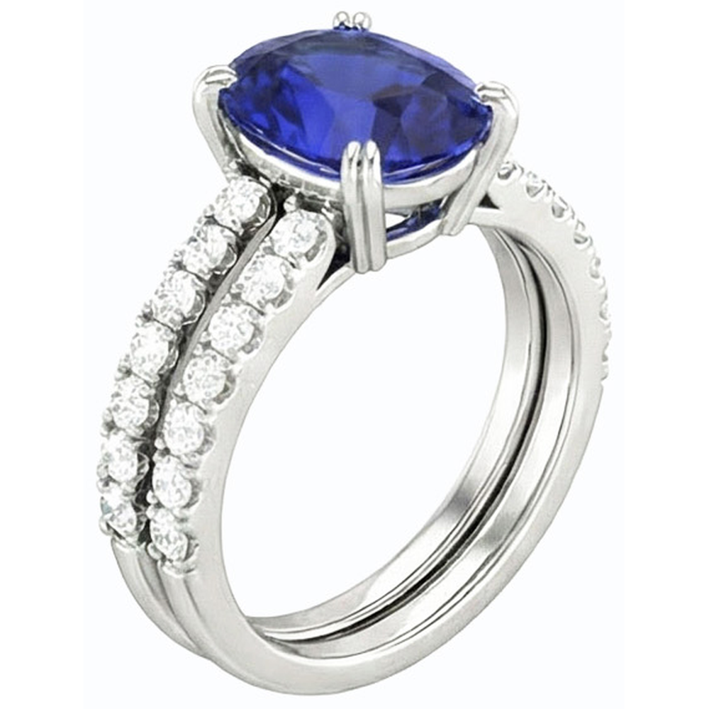 natural round sapphire 4.50ct ring close up detail