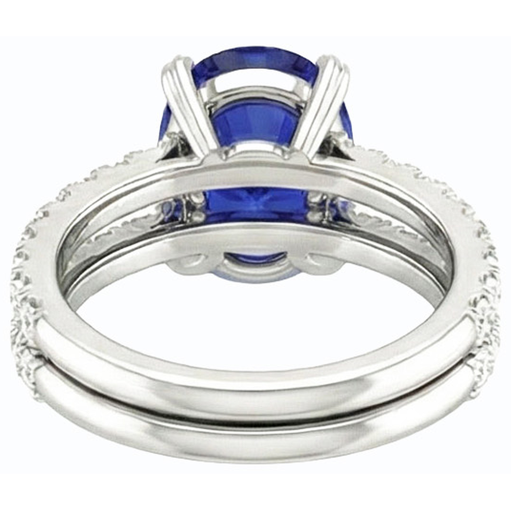 natural round sapphire 4.50ct ring profile view