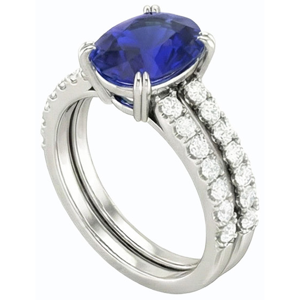natural round sapphire 4.50ct ring top view