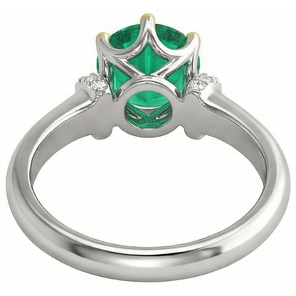 Natural Real ( Not Lab Grown ) Women’s Gold Ring Green Emerald GIA Diamonds Jewelry