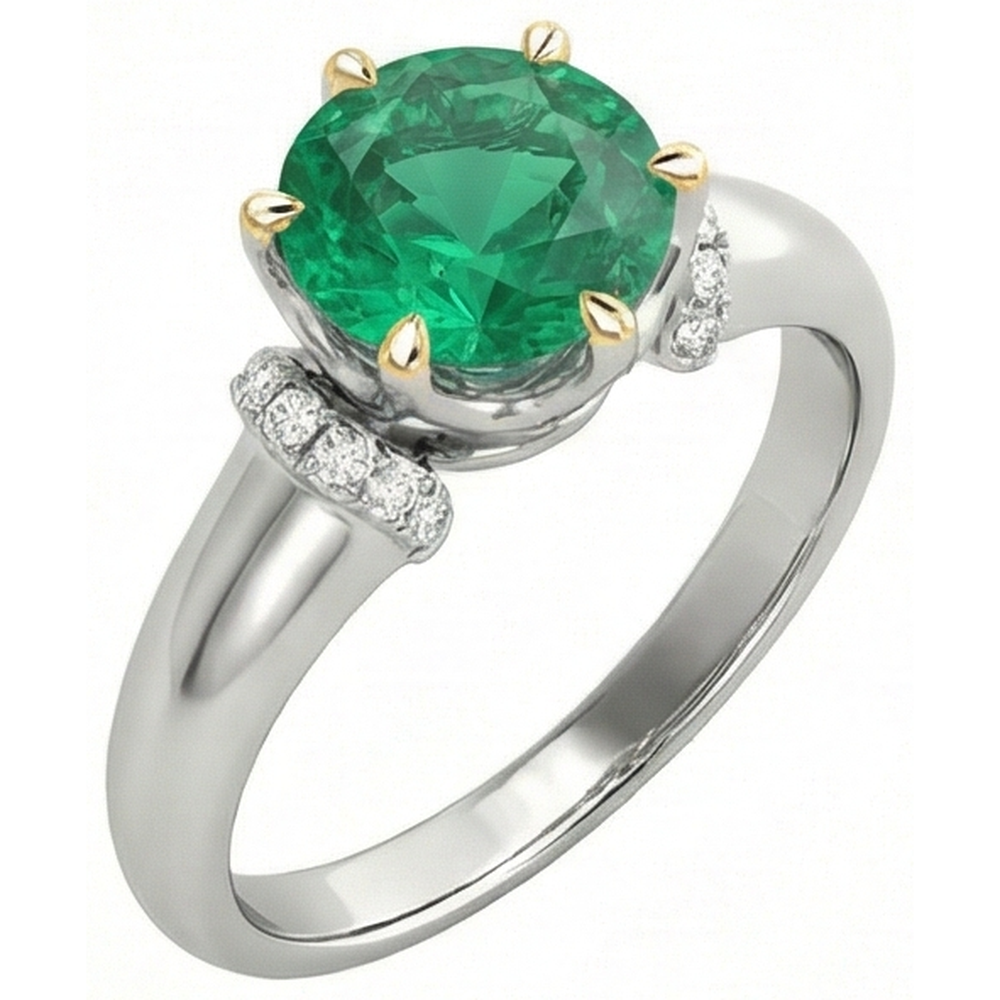 Natural Real ( Not Lab Grown ) Women’s Gold Ring Green Emerald GIA Diamonds Jewelry