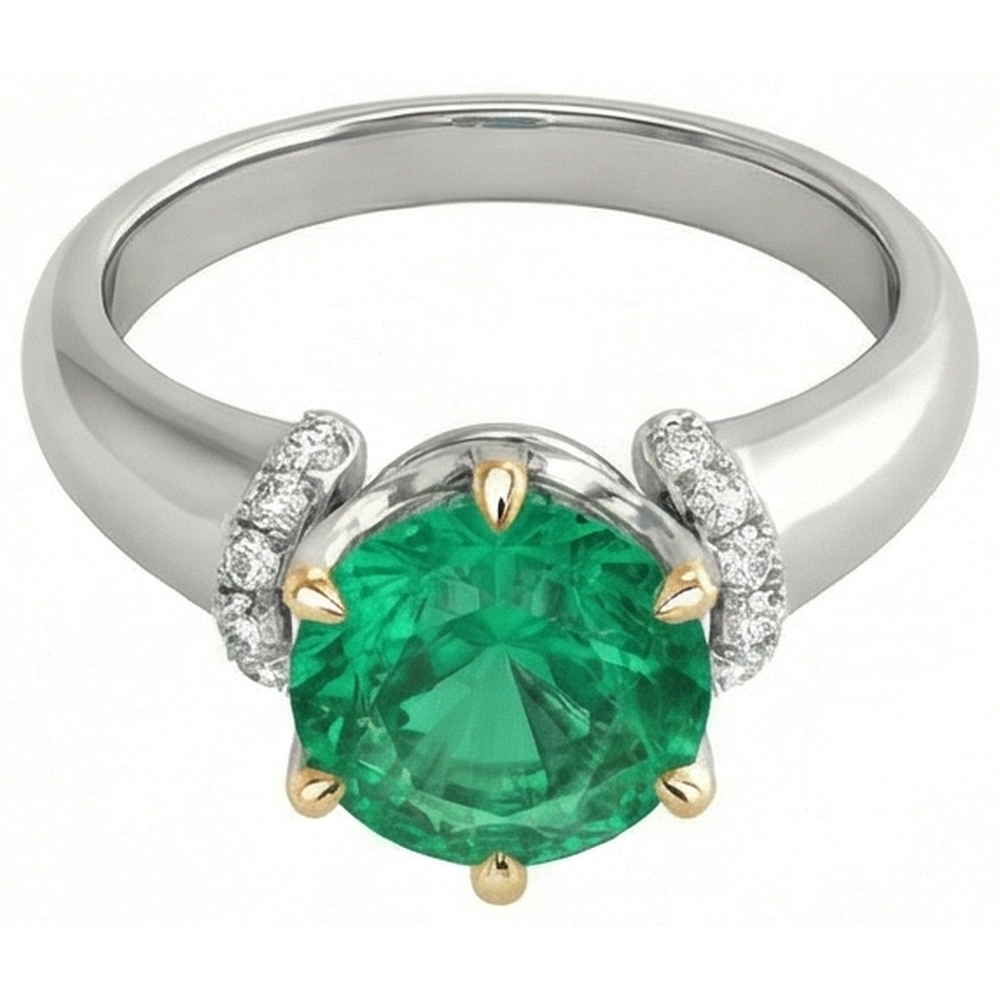 Natural Real ( Not Lab Grown ) Women’s Gold Ring Green Emerald GIA Diamonds Jewelry