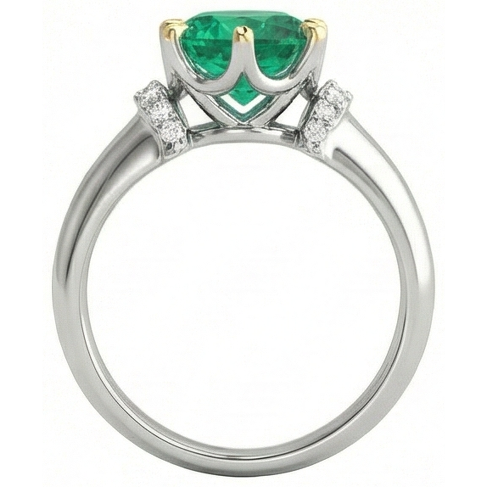 Natural Real ( Not Lab Grown ) Women’s Gold Ring Green Emerald GIA Diamonds Jewelry
