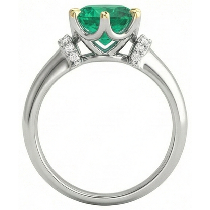 Natural Real ( Not Lab Grown ) Women’s Gold Ring Green Emerald GIA Diamonds Jewelry
