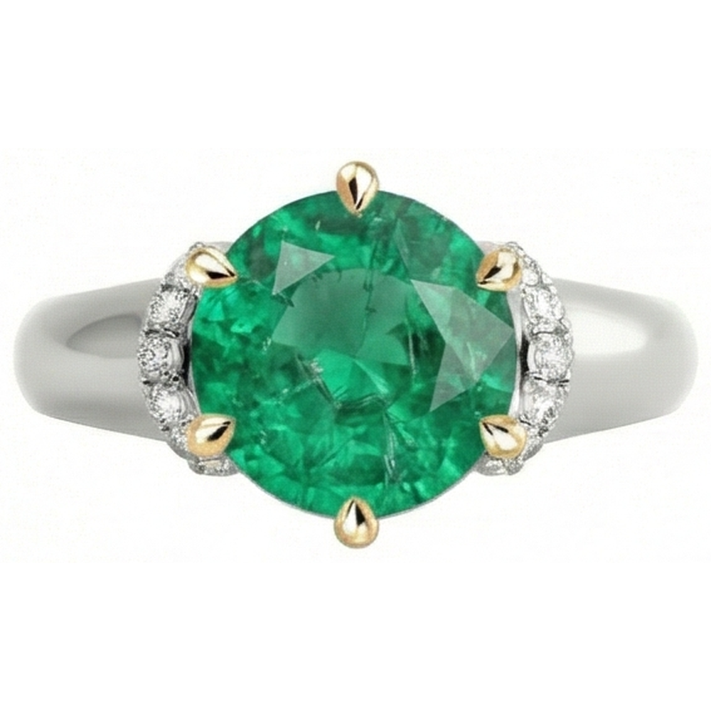 Natural Real ( Not Lab Grown ) Women’s Gold Ring Green Emerald GIA Diamonds Jewelry