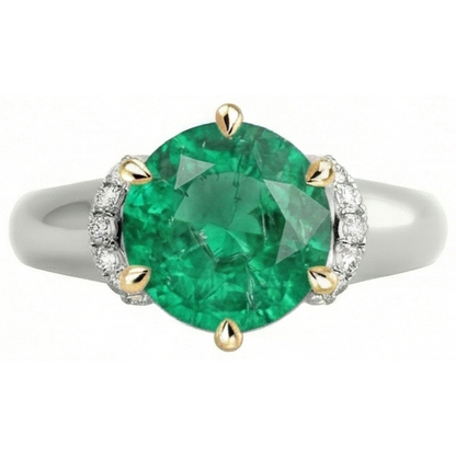 Natural Real ( Not Lab Grown ) Women’s Gold Ring Green Emerald GIA Diamonds Jewelry