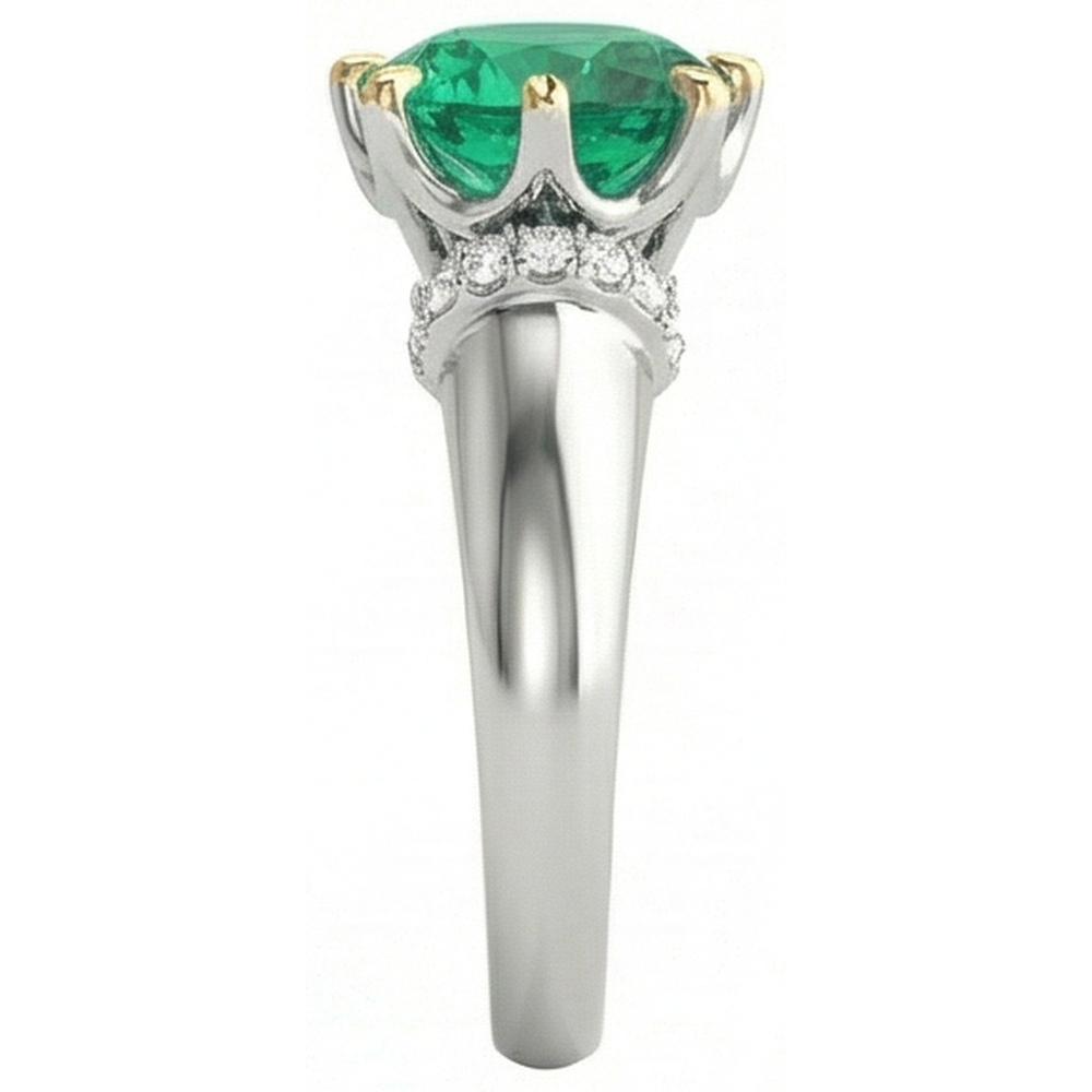 Natural Real ( Not Lab Grown ) Women’s Gold Ring Green Emerald GIA Diamonds Jewelry