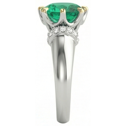Natural Real ( Not Lab Grown ) Women’s Gold Ring Green Emerald GIA Diamonds Jewelry